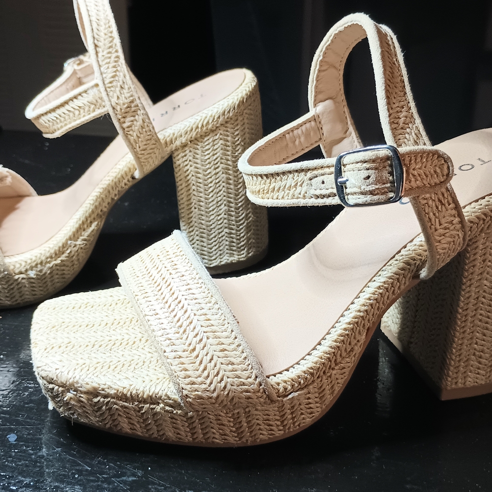 Torrid Beige Woven Platform Heels